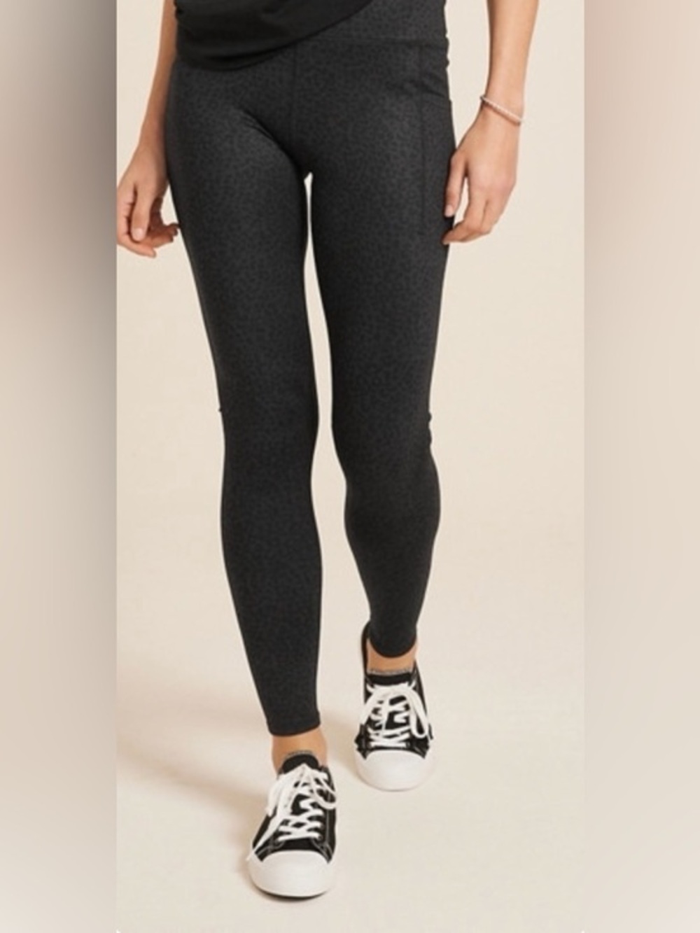 Maurices 1X Black High-Rise Leopard Print Leggings